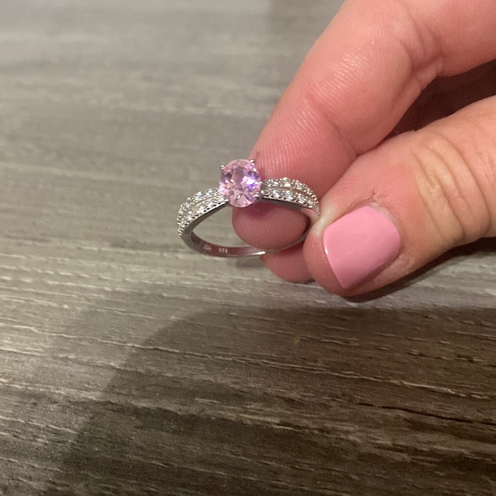 Sterling Silver Ring Pink Stone